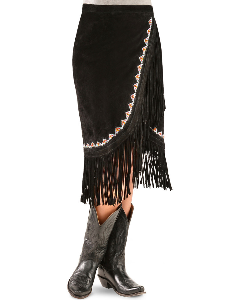 (image for) Yuma Fringe Wrap Around Suede Skirt